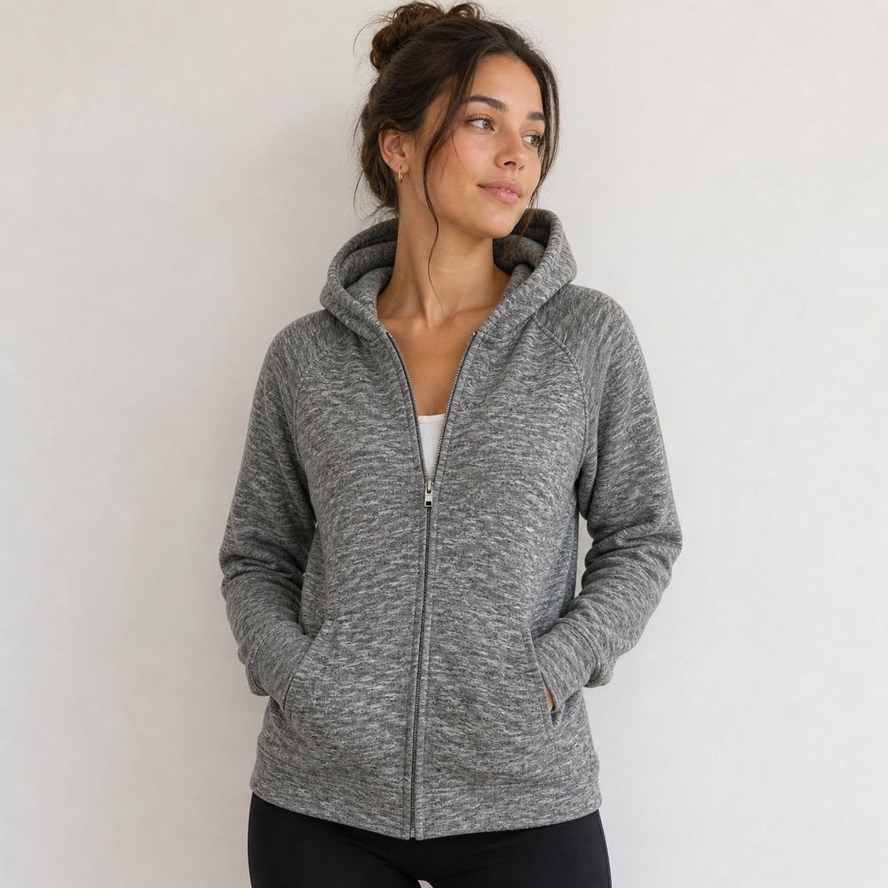 Others Follow Hoodie Womens Medium Gray Full Zip Raglan Athleisure Casual